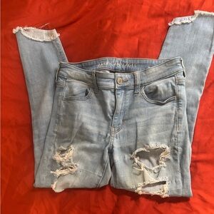 American Eagle Outfitters Ripped Blue Skinny Jeans